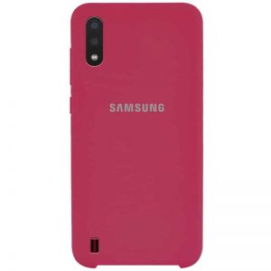 Оригинальный чехол Silicone Case с микрофиброй для Samsung Galaxy A01 – Красный / Rose Red