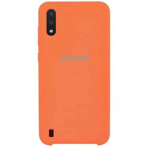 Оригинальный чехол Silicone Case с микрофиброй для Samsung Galaxy A01 – Оранжевый / Orange