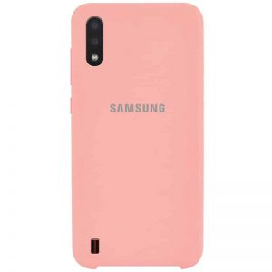 Оригинальный чехол Silicone Case с микрофиброй для Samsung Galaxy A01 – Розовый / Cotton Candy