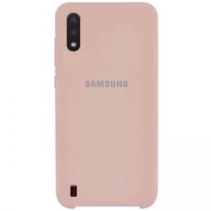 Оригинальный чехол Silicone Case с микрофиброй для Samsung Galaxy A01 – Розовый  / Pink Sand