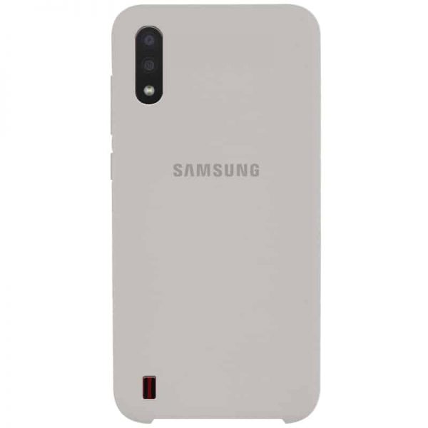 Оригинальный чехол Silicone Case с микрофиброй для Samsung Galaxy A01 – Серый / Stone