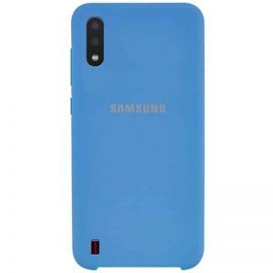 Оригинальный чехол Silicone Case с микрофиброй для Samsung Galaxy A01 – Синий / Blue