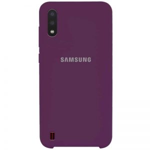 Оригинальный чехол Silicone Case с микрофиброй для Samsung Galaxy A01 – Фиолетовый / Grape