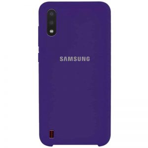 Оригинальный чехол Silicone Case с микрофиброй для Samsung Galaxy A01 – Фиолетовый / Purple