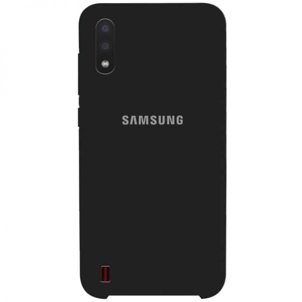 Оригинальный чехол Silicone Case с микрофиброй для Samsung Galaxy A01 – Черный / Black