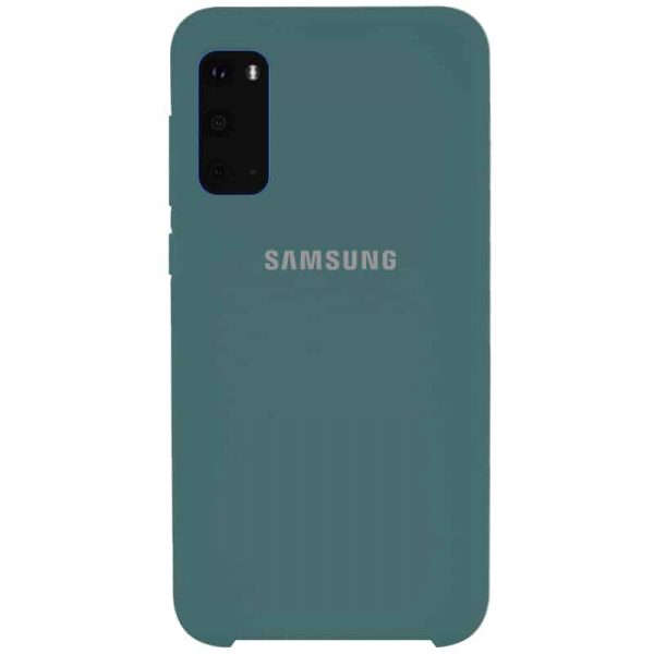 Оригинальный чехол Silicone Case с микрофиброй для Samsung Galaxy S20 – Зеленый / Pine green