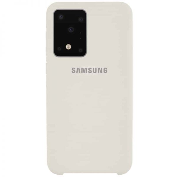 Оригинальный чехол Silicone Case с микрофиброй для Samsung Galaxy S20 Ultra – Бежевый / Antigue White