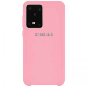 Оригинальный чехол Silicone Case с микрофиброй для Samsung Galaxy S20 Ultra – Розовый / Pink