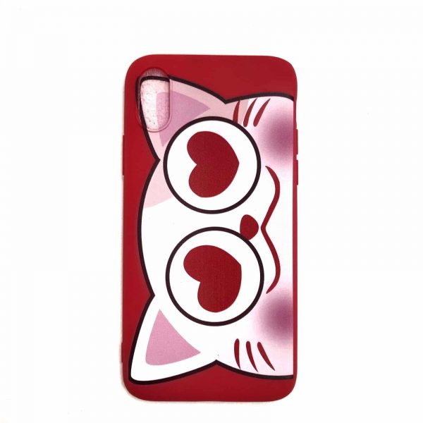 Силиконовый чехол Cute Love Cat для Iphone X / XS – Красный