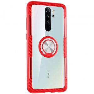 Чехол TPU+PC Deen CrystalRing с креплением под магнитный держатель для Xiaomi Redmi Note 8 Pro — Красный