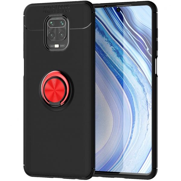 Чохол Din Color Magnet Ring для Xiaomi Redmi Note 9s / Note 9 Pro / Note 9 Pro Max Чорний / Червоний