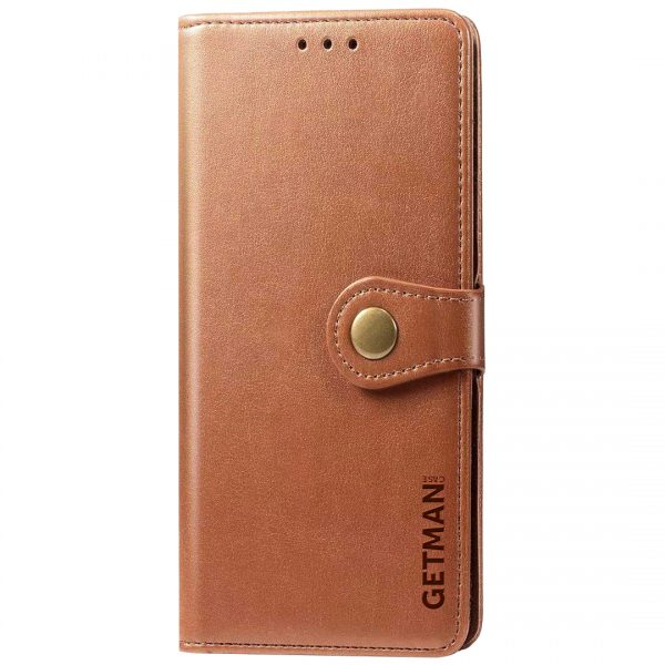 Кожаный чехол-книжка GETMAN Gallant для Xiaomi Redmi Note 9s / Note 9 Pro / Note 9 Pro Max – Коричневый