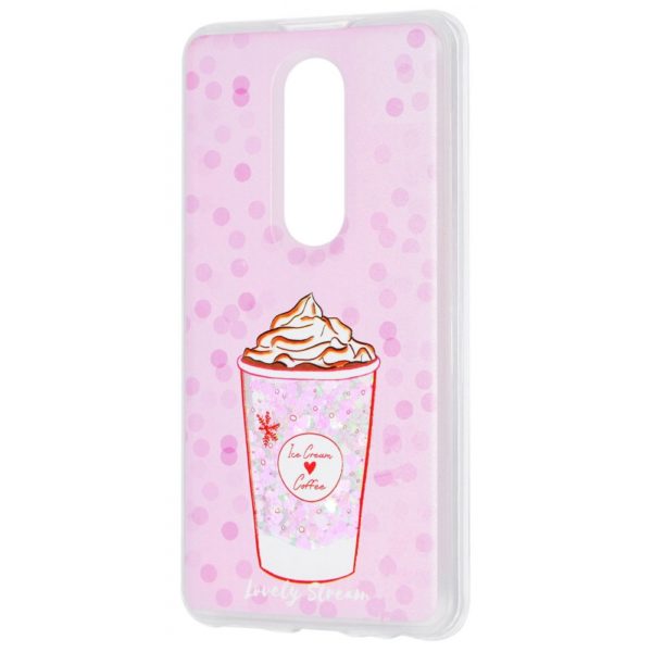 TPU+PC чехол Lovely Stream с переливающимися блестками для Meizu M8 – Ice cream coffee pink