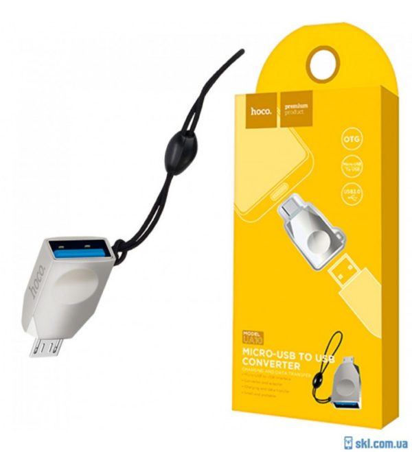 Адаптер Hoco UA10 OTG USB to MicroUSB – Silver