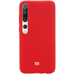 Оригинальный чехол Silicone Cover 360 с микрофиброй для Xiaomi Mi 10 / Mi 10 Pro – Красный / Dark Red