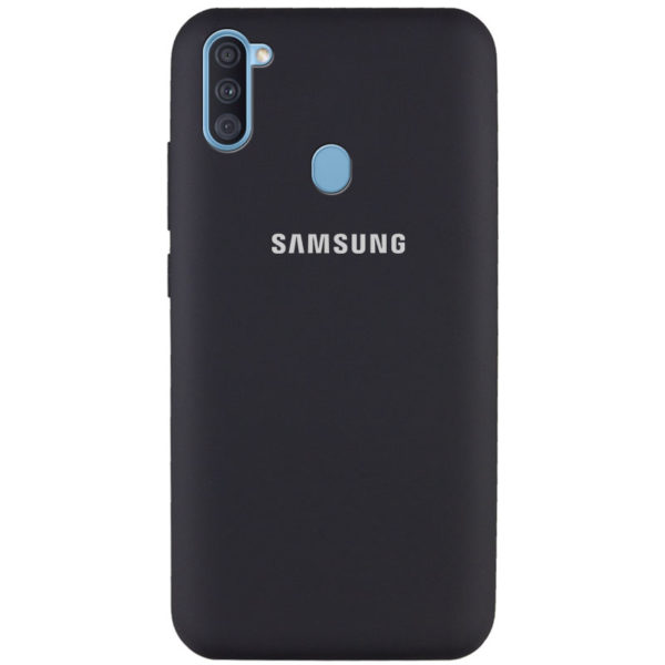 Оригинальный чехол Silicone Cover 360 с микрофиброй для Samsung Galaxy A11 / M11 – Черный / Black