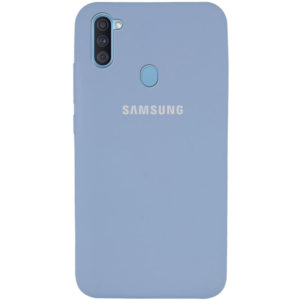 Оригинальный чехол Silicone Cover 360 с микрофиброй для Samsung Galaxy A11 / M11 – Голубой / Mist blue