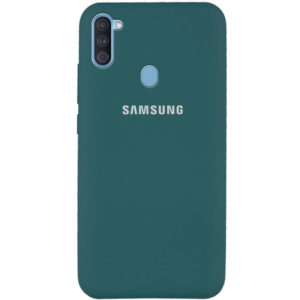 Оригинальный чехол Silicone Cover 360 с микрофиброй для Samsung Galaxy A11 / M11 – Зеленый / Pine green