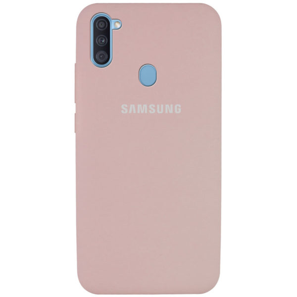 Оригинальный чехол Silicone Cover 360 с микрофиброй для Samsung Galaxy A11 / M11 – Розовый  / Pink Sand