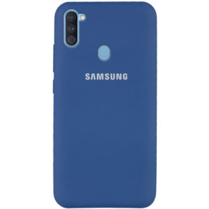 Оригинальный чехол Silicone Cover 360 с микрофиброй для Samsung Galaxy A11 / M11 – Синий / Navy Blue