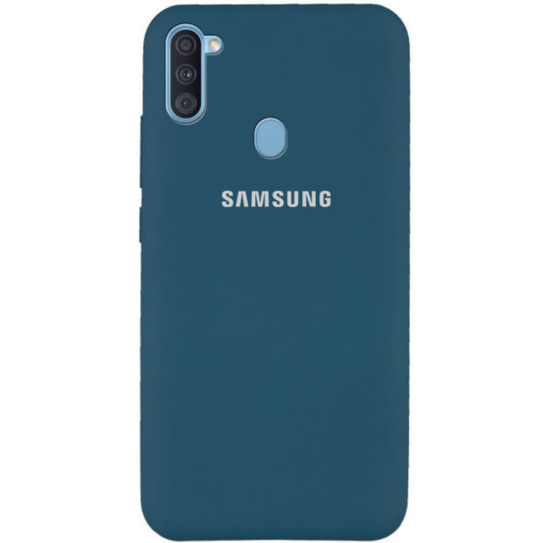 Оригинальный чехол Silicone Cover 360 с микрофиброй для Samsung Galaxy A11 / M11 – Синий / Cosmos Blue