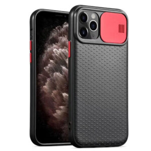 Чехол Camshield Black TPU со шторкой защищающей камеру для Iphone 11 Pro Max – Черный / Красный