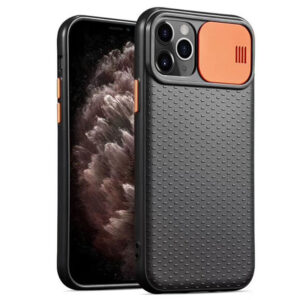Чехол Camshield Black TPU со шторкой защищающей камеру для Iphone 11 Pro – Черный / Оранжевый
