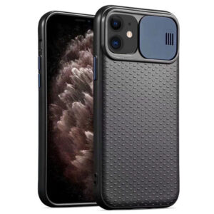 Чехол Camshield Black TPU со шторкой защищающей камеру для Iphone 11 – Черный / Синий