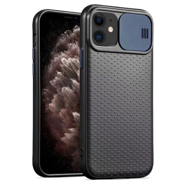 Чехол Camshield Black TPU со шторкой защищающей камеру для Iphone 11 – Черный / Синий