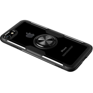 Чехол TPU+PC Deen CrystalRing с креплением под магнитный держатель для Iphone 7 / 8 / SE (2020)  — Черный