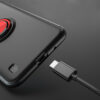 Cиликоновый чехол Deen ColorRing c креплением под магнитный держатель для Samsung Galaxy A01 – Черный / Красный 58917