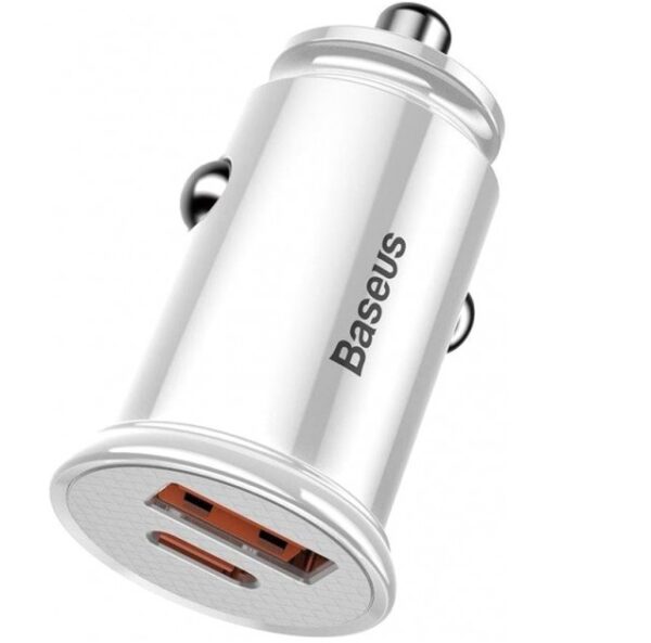 Автомобильное зарядное устройство Baseus Circular Plastic (1 USB / 1 Type-C) – Silver