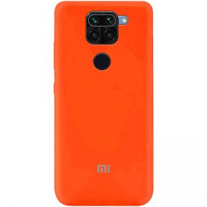 Оригинальный чехол Silicone Cover 360 (A) с микрофиброй для Xiaomi Redmi Note 9 / Redmi 10X – Оранжевый / Neon Orange