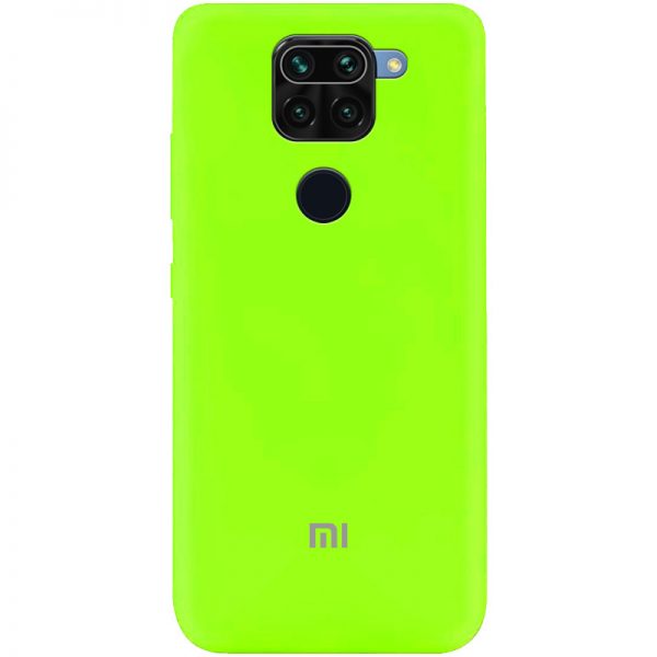 Оригинальный чехол Silicone Cover 360 (A) с микрофиброй для Xiaomi Redmi Note 9 / Redmi 10X – Салатовый / Neon green