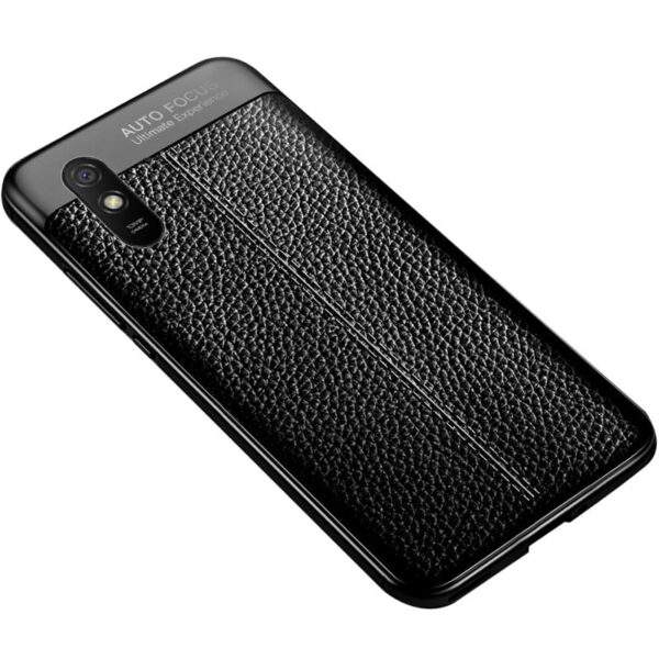 TPU чехол фактурный (с имитацией кожи) для Xiaomi Redmi 9A – Черный