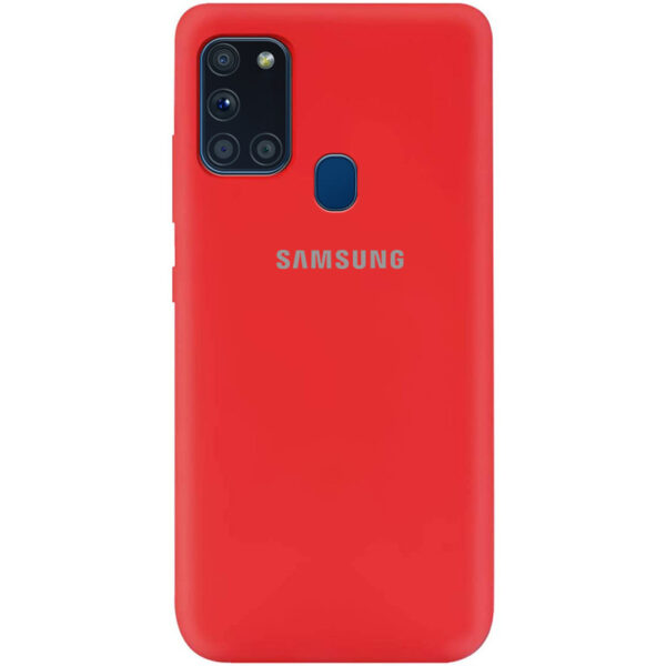Оригинальный чехол Silicone Cover 360 (A) с микрофиброй для Samsung Galaxy A21s – Красный / Red