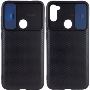 Чехол Camshield Black TPU со шторкой защищающей камеру для Samsung Galaxy A11 / M11 – Черный / Синий