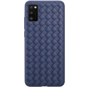 Силиконовый TPU чехол SKYQI плетеный под кожу для Samsung Galaxy A41 – Синий