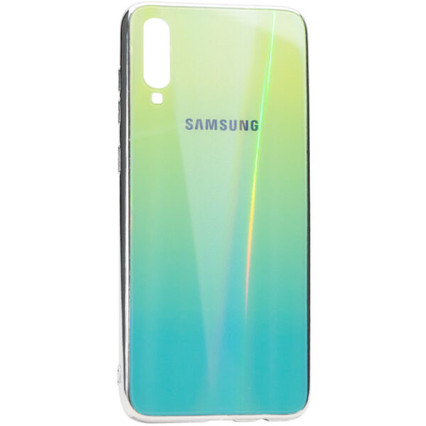 TPU+Glass чехол Gradient Aurora с лого для Samsung Galaxy A70 2019 (A705) – Зеленый