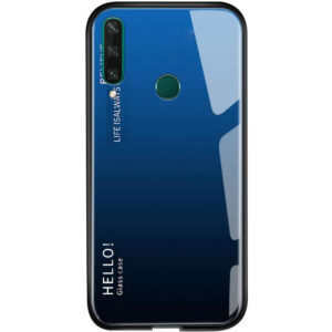 TPU+Glass чехол Gradient HELLO с градиентом для Huawei Y6P – Синий / Черный