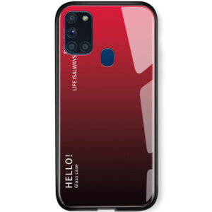 TPU+Glass чехол Gradient HELLO с градиентом для Samsung Galaxy A21s – Красный
