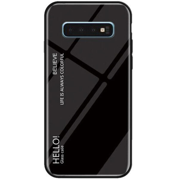 TPU+Glass чехол Gradient HELLO с градиентом для Samsung Galaxy S10 (G973) – Черный