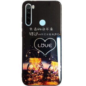 TPU+Glass чехол Night case светящийся в темноте для Xiaomi Redmi Note 8 – Love / Черный