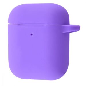 Чехол для наушников Silicone Case New + карабин для Apple Airpods 1/2 – Light purple