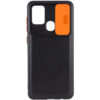 Чехол Camshield Black TPU со шторкой защищающей камеру для Samsung Galaxy A21s – Черный / Оранжевый 64759