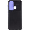 Чехол Camshield Black TPU со шторкой защищающей камеру для Samsung Galaxy A21s – Черный / Сиреневый 64770