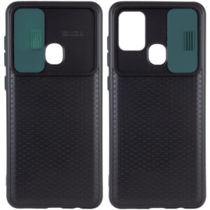 Чехол Camshield Black TPU со шторкой защищающей камеру для Samsung Galaxy A21s – Черный / Темно-зеленый