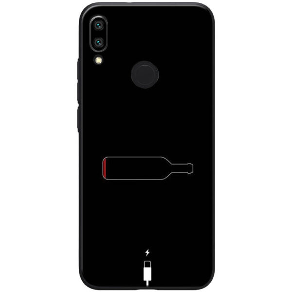 TPU+Glass чехол ForFun для Xiaomi Redmi Note 7 / Note 7 Pro – Бутылка / Черный