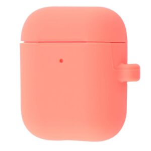 Чехол для наушников Silicone Case Slim + карабин для Apple Airpods 2 – Begonia red
