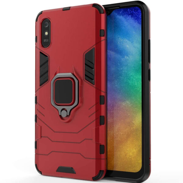 Ударопрочный чехол Transformer Ring под магнитный держатель для Xiaomi Redmi 9A – Красный / Dante Red